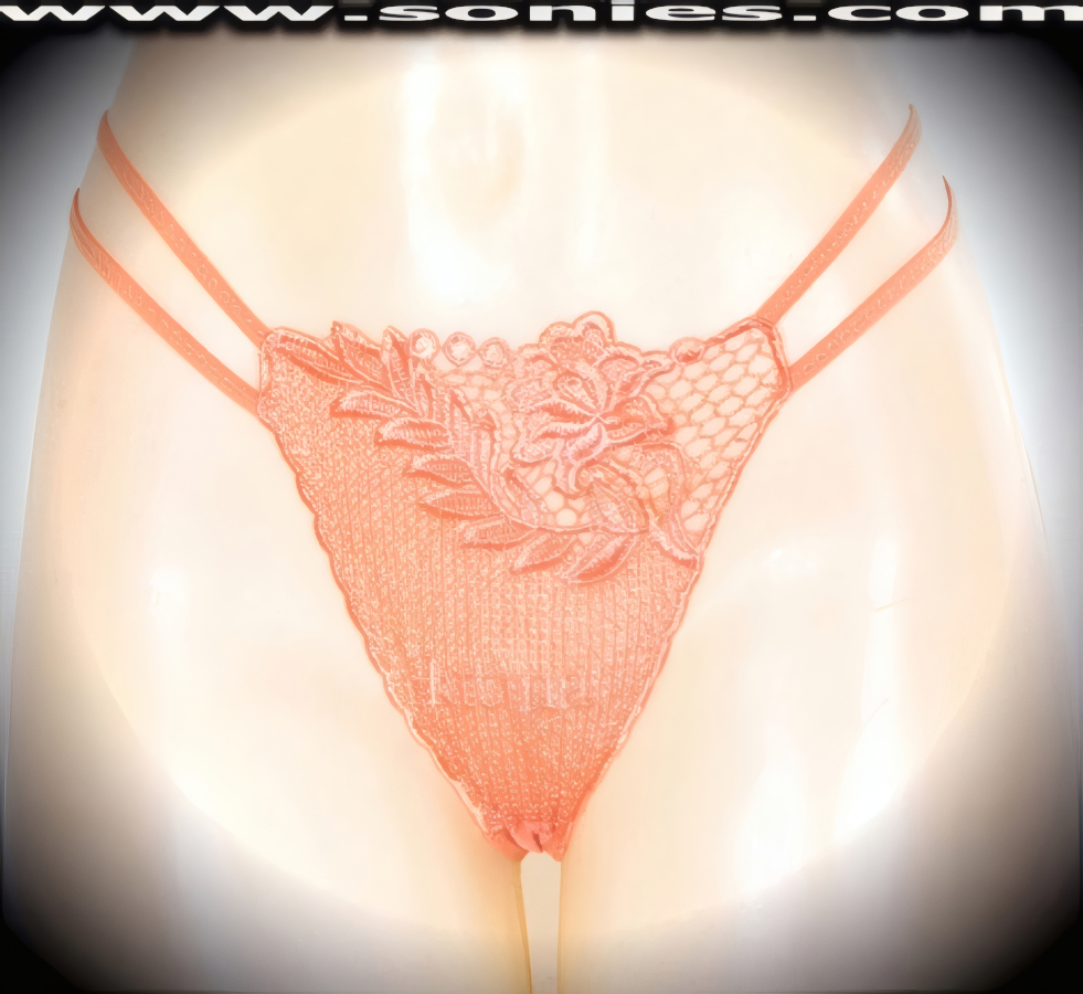 Smooth, body-loving adult entertainer's Viva Mi Vida low-rise excellently embroidered dance wear thong bottom. Stunning large rose see-through embroidered front that is enhanced with a provocative touch of Latina inscription on the center bottom. Irresistibly enticing panty features double elasticized strappy sides to insure a great fit, lined crotch, and opaque thong back detail finish. The low-rise design makes the torso look longer for an incredibly seductive silhouette (10% Lycra, 90% Nylon. Wash delicate and hang dry). It pairs beautifully with any number of risqu� tops. May be worn with stiletto heel shoes or boots to create a phenomenal look. This style is perfect for stage, bedroom performance, life style events, pride week, monthly play parties, fetish events, adult alternative lifestyle gatherings, bachelor parties and gentleman's clubs.   Style: 2158SKA