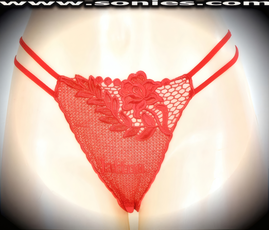 Smooth, body-loving adult entertainer's Viva Mi Vida low-rise excellently embroidered dance wear thong bottom. Stunning large rose see-through embroidered front that is enhanced with a provocative touch of Latina inscription on the center bottom. Irresistibly enticing panty features double elasticized strappy sides to insure a great fit, lined crotch, and opaque thong back detail finish. The low-rise design makes the torso look longer for an incredibly seductive silhouette (10% Lycra, 90% Nylon. Wash delicate and hang dry). It pairs beautifully with any number of risqu� tops. May be worn with stiletto heel shoes or boots to create a phenomenal look. This style is perfect for stage, bedroom performance, life style events, pride week, monthly play parties, fetish events, adult alternative lifestyle gatherings, bachelor parties and gentleman's clubs.   Style: 2158SKD