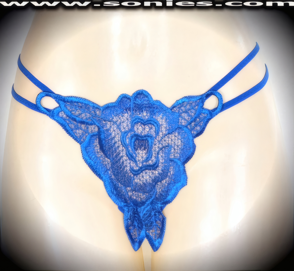 Heavenly, with a little bit of heat in this adult entertainer's low-rise Klimt sumptuously embroidered large rose see-through front dance wear thong bottom. Irresistibly enticing panty features double elasticized strappy sides to insure a great fit, lined crotch, and opaque thong back detail finish (10% Lycra, 90% Nylon. Wash delicate and hang dry). It pairs beautifully with any number of risqu� tops. May be worn with stiletto heel shoes or boots to create a phenomenal look. This style is perfect for stage, bedroom performance, life style events, pride week, monthly play parties, fetish events, adult alternative lifestyle gatherings, bachelor parties and gentleman's clubs.   Style: 2160SKG