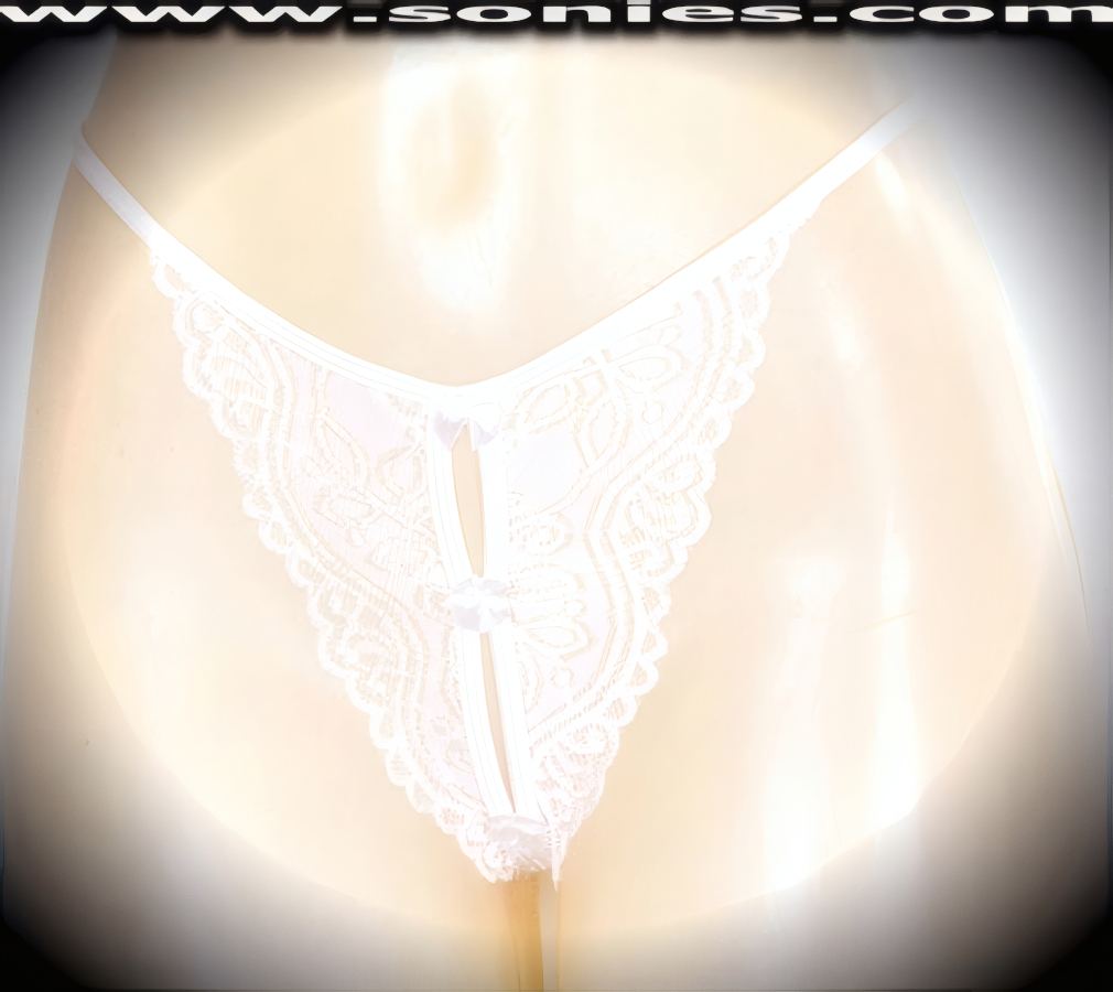 Go on a heart-racing frill ride in this ultra-sexy adult entertainer's low-rise Manaslu mischievously sheer scallop floral lace dance wear crotchless panty. This panty is made even more enticing by means of an eye-captivating slit front design, a convenience open crotch that leaves you uncovered and free, dual elasticized G-String back straps to insure a great fit, and prettied by means of satin bow appliqu� front detailing (10% Lycra, 90% Nylon. Wash delicate and hang dry). It pairs beautifully with any number of risqu� tops. May be worn with stiletto heel shoes or boots to create a phenomenal look. This style is perfect for stage, bedroom performance, life style events, pride week, monthly play parties, fetish events, adult alternative lifestyle gatherings, bachelor parties and gentleman's clubs.   Style: 2162SKC