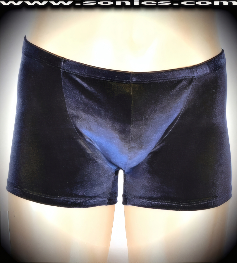 Men's Molded Fit Luxurious Stretch Velvet Dance Wear Wonder Shorts with Contour Pouch Detail Finish (20% Lycra, 80% Nylon).   Style: 280-21C