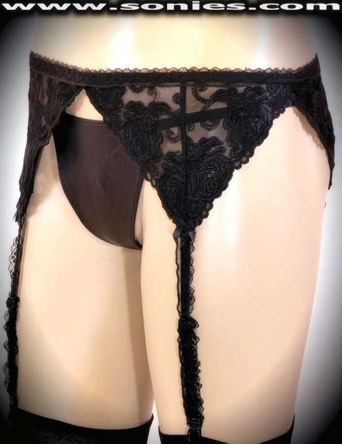 Figure Flattering in this Zeus ladies elegantly embroidered roses design sheer soft mesh garter belt that is prettied with satin bow appliqu� detailing. Four fully adjustable elasticized ruffled lace garter straps to hold-up your stockings or thigh highs, and fastens on the back with an adjustable clasp back closure aspect finish (100% Nylon). Group this up with a G-String or thong and you will no doubt have achieved a risqu� look (G-String and Stockings not included).   Style: 407BW
