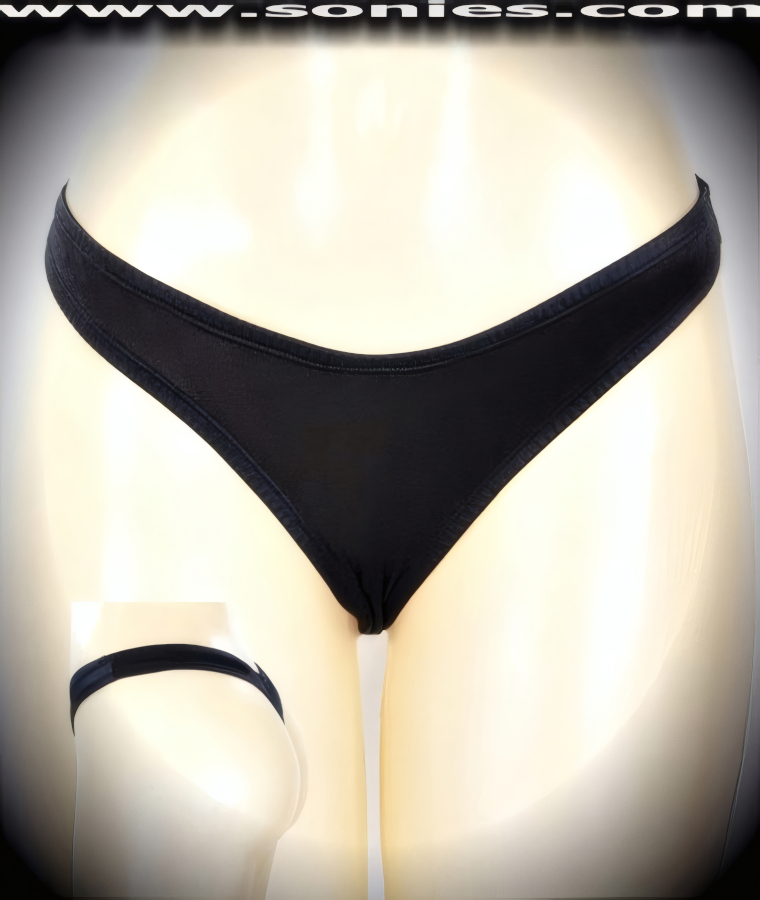 Uncover your inner vixen in this sultry adult entertainer's dazzling Hellenistic patent leather (PVC) low-rise center stage dance wear thong bottom. Irresistibly enticing vinyl panty is designed with a low scoop front, lined crotch and thong back detail finish (35% Polyurethane, 65% Polyester. Hand wash cold, hang dry, no bleach). It pairs beautifully with any number of risqu� patent leather (PVC) tops. May be worn with stiletto heel shoes or boots to create a phenomenal look. This style is perfect for stage, bedroom performance, life style events, pride week, monthly play parties, fetish events, adult alternative lifestyle gatherings, bachelor parties, club wear, nightclubs, dance clubs and gentleman's clubs.   STYLE: 550-002SC