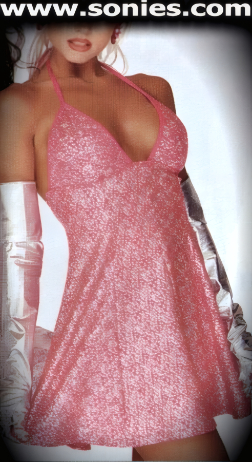 Passionate and seductive in this Kerinci fancy free figure tracing glitzy hologram stretch Lycra halter style mini dress. Low plunging skin baring neckline with contoured seaming, open back, flippy skirt, plus tie strap neck closure for off and on ease detail finish (15% Lycra, 85% Nylon). It pairs beautifully with any number of gloves. May be worn with stiletto heel shoes to create a phenomenal look. This style is perfect for stage, life style events, monthly play parties, fetish events, adult alternative lifestyle gatherings, bachelor parties, club wear, nightclubs, dance clubs and gentleman's clubs.    STYLE: CLS-3386A