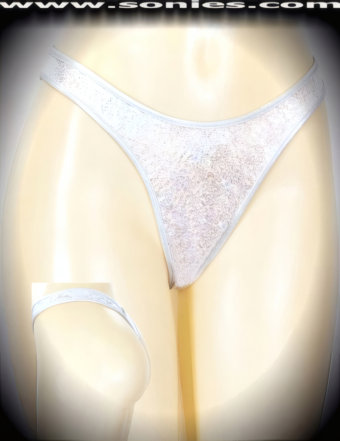 Something Wicked This Way Cometh when you Step-Out Wearing this Fabulous Scoop Front Scattered Ice Glitter Stretch Hologram Lycra Dance Wear Bottom with Unlined Crotch and Thong Back Detail Finish (15% Lycra, 85% Nylon).   Style: CLS-383A