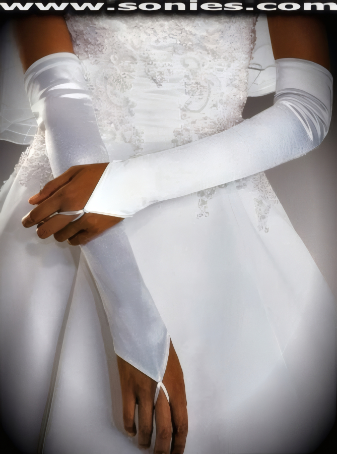 Voluptuous and very Va-Va-Voom in these Furrinna glamorous and shiny opera length satin Lycra silky soft stretch fingerless gloves. Designed with a soft elasticized loop that fits over the middle finger (15% Lycra, 85% Nylon). It pairs beautifully with any number of vestures. This style is perfect for formal, bridal, prom, d�butante, Opera Ball, plus for professional entertainers such as can-can dancers and burlesque performers (particularly to perform a gown-and-glove dance).   Style: GL215-16-59