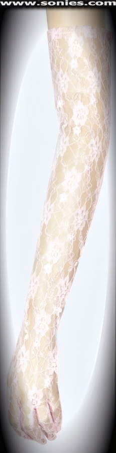 Tastefully entertaining wearing these fabulously sexy Cardea floral lace opera length gloves (100% Nylon, exclusive of trim. Hand wash cold and drip dry. Do not bleach). It pairs beautifully with any number of vestures. This style is perfect for formal, bridal, prom, d�butante, Opera Ball, plus for professional entertainers such as can-can dancers and burlesque performers (particularly to perform a gown-and-glove dance).    Style: GLTG-702