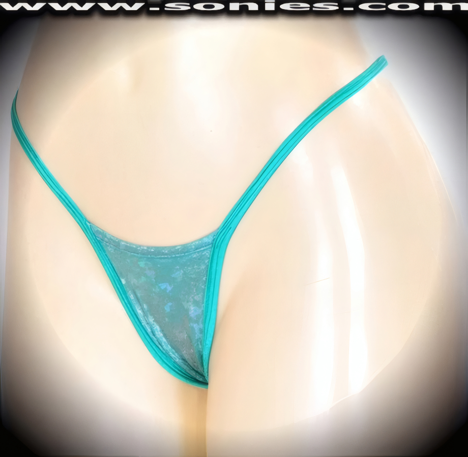 Excellent Ajunwa stretch crushed ice glitter hologram Lycra center stage micro dance wear bottom with lined crotch and thong back detail finish (15% Lycra, 85% Nylon exclusive of trim. Hand wash cold and drip dry, no bleach). It pairs beautifully with any number of risqu� tops. May be worn with stiletto heel shoes or boots to create a phenomenal look. This style is perfect for stage, bedroom performance, life style events, pride week, monthly play parties, fetish events, adult alternative lifestyle gatherings, bachelor parties, club wear, nightclubs, dance clubs and gentleman's clubs.   Style: MTHONG19
