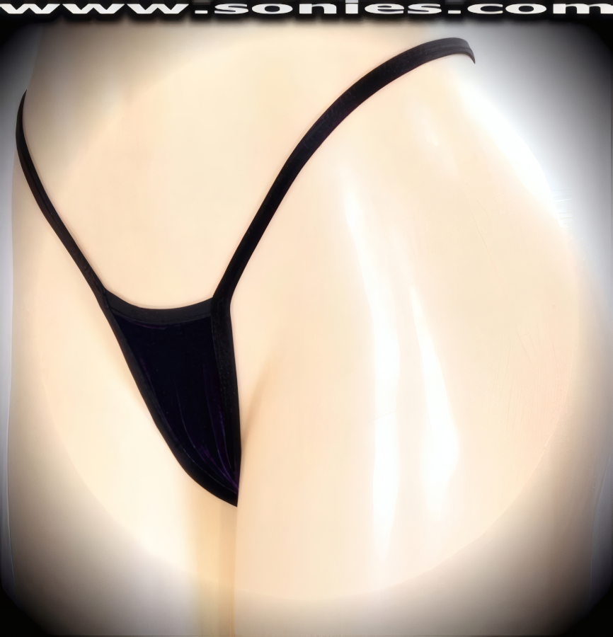 Unyielding hot in this magnificent Simona velvet center stage micro dance wear bottom with black contrasting stretch Lycra binding to ensure a great fit. Crafted with a lined crotch and thong back detail finish (15% Lycra, 85% Nylon exclusive of trim. Hand wash cold and drip dry, no bleach). It pairs beautifully with any number of risqu� tops. May be worn with stiletto heel shoes or boots to create a phenomenal look. This style is perfect for stage, bedroom performance, life style events, pride week, monthly play parties, fetish events, adult alternative lifestyle gatherings, bachelor parties, club wear, nightclubs, dance clubs and gentleman's clubs.   Style: MTHONG59