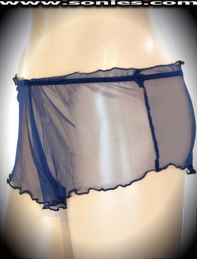 Seductive shows its wild side in this Triglav enticingly sheer silky soft stretch mesh curve hugging pull-on cheeky hot pants. Irresistibly enticing shorts features seamed edges and soft elasticized waistband finally to insure a comfortable fit. The low-rise design makes the torso look longer, while the high-cut thigh elongates the legs, for an incredibly seductive silhouette (10% Lycra, 90% Nylon. Wash delicate and hang dry). It pairs beautifully with any number of risqu� tops. May be worn with stiletto heel shoes or boots to create a phenomenal look. This style is perfect for stage, life style events, pride week, monthly play parties, fetish events, adult alternative lifestyle gatherings, bachelor parties, club wear, nightclubs, dance clubs and gentleman's clubs.   STYLE: PS868C