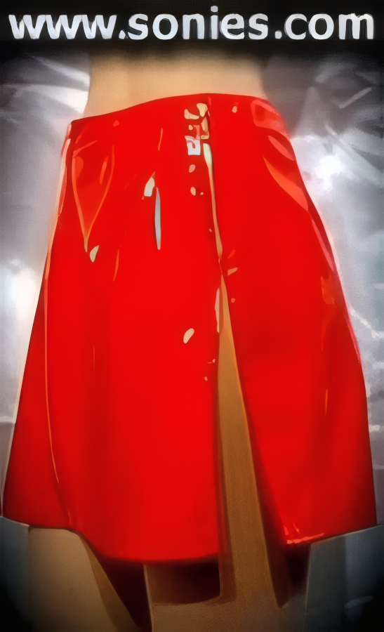 An All-Out Alluring and Well-Sculpted Dancewear Patent Leather Mini Skirt with Aluminum Metal Zipper Sides plus Metal O-Ring Puller Finally for Added Peek-A-Boo Teasing Effect, Very Revealing Slit Sides and Break-Away Zip Front Detail Finish.   STYLE: SC-13