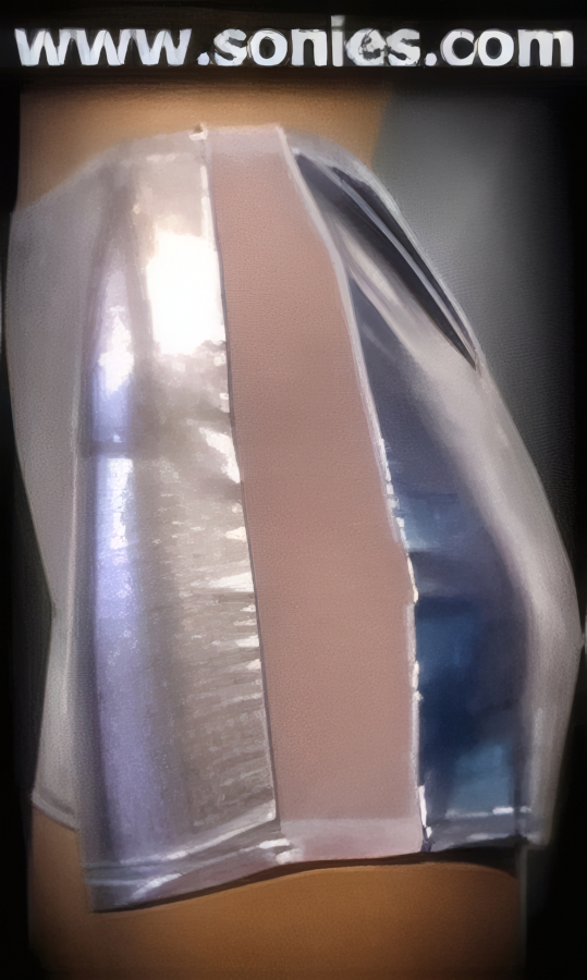 Skin Tracing Stretch Liquid Lam� Hot Pant with Mesh Sides.   STYLE: SC-14C