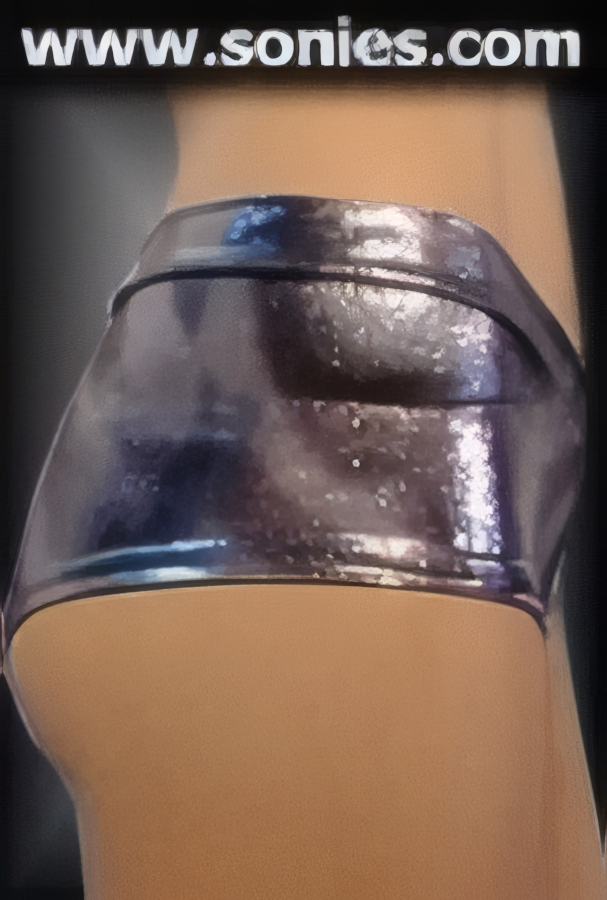 Cover just enough as you tease your prey in this Wildspitze curve hugging stretch glitter silver with black psychedelic hologram Lycra cheeky hot pants with V-front detail finish. The low rise design makes the torso look longer, while the high-cut thigh elongates the legs, for an incredibly seductive silhouette (15% Lycra, 85% Nylon). It pairs beautifully with any number of risqu� tops. May be worn with stiletto heel shoes or boots to create a phenomenal look. This style is perfect for stage, life style events, pride week, monthly play parties, fetish events, adult alternative lifestyle gatherings, bachelor parties, club wear, nightclubs, dance clubs and gentleman's clubs.   STYLE: SC-14E