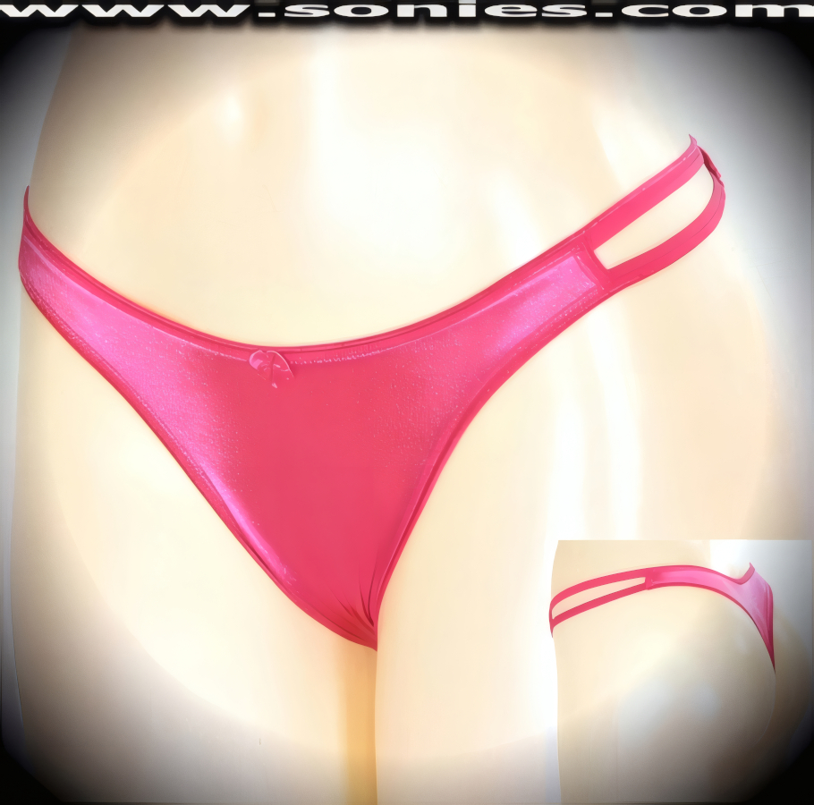 Look and feel trendy on stage wearing this exquisite Kamet low-rise stretch satin Lycra dance wear thong bottom. Irresistibly enticing panty has cutout skin baring sides with double elasticized straps to insure a great fit, lined crotch, thong back, plus satin bow appliqu� front detail finish (10% Lycra, 90% Nylon. Wash delicate and hang dry). It pairs beautifully with any number of risqu� tops. May be worn with stiletto heel shoes or boots to create a phenomenal look. This style is perfect for stage, bedroom performance, life style events, pride week, monthly play parties, fetish events, adult alternative lifestyle gatherings, bachelor parties and gentleman's clubs.   Style: YQ03