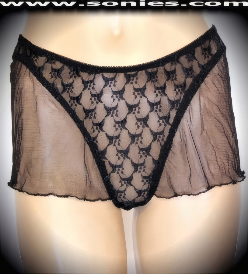Dreamy Airiness in this Exquisite Embroidered Sheer Lace Thong Back Panty with Soft Mesh Hip Sides Detail Finish. Lined Crotch with Satin Ribbon and Bead Adornment Appliqu� Finally (Nylon/Lycra).   Style: YQ2037