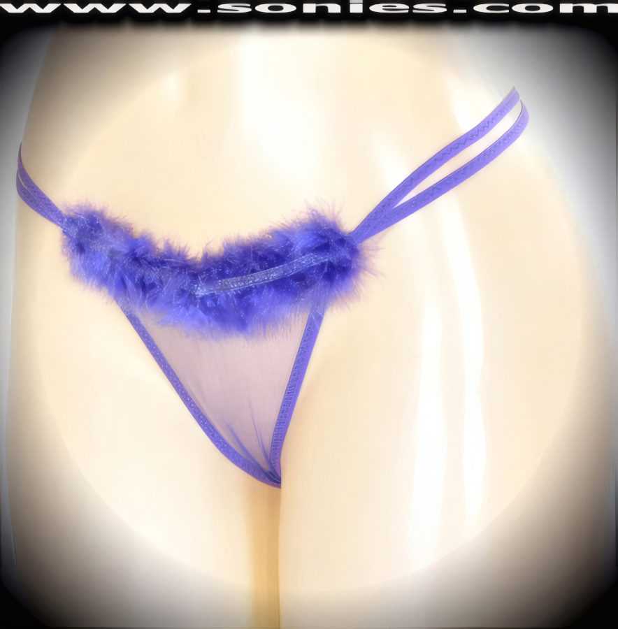 You're audience will lust after this shimmering adult entertainer's low-rise Parbat lusciously sheer fine mesh dance wear G-String bottom with soft marabou trim and satin ribbon accent front top detailing. Irresistibly enticing sheer panty features double elasticized strappy cutout waistband sides to insure a great fit, cotton lined crotch, and stunning sheer V-Shape back finally (10% Lycra, 90% Nylon. Wash delicate and hang dry). It pairs beautifully with any number of risqu� tops. May be worn with stiletto heel shoes or boots to create a phenomenal look. This style is perfect for stage, bedroom performance, life style events, pride week, monthly play parties, fetish events, adult alternative lifestyle gatherings, bachelor parties and gentleman's clubs.   Style: YQ222G