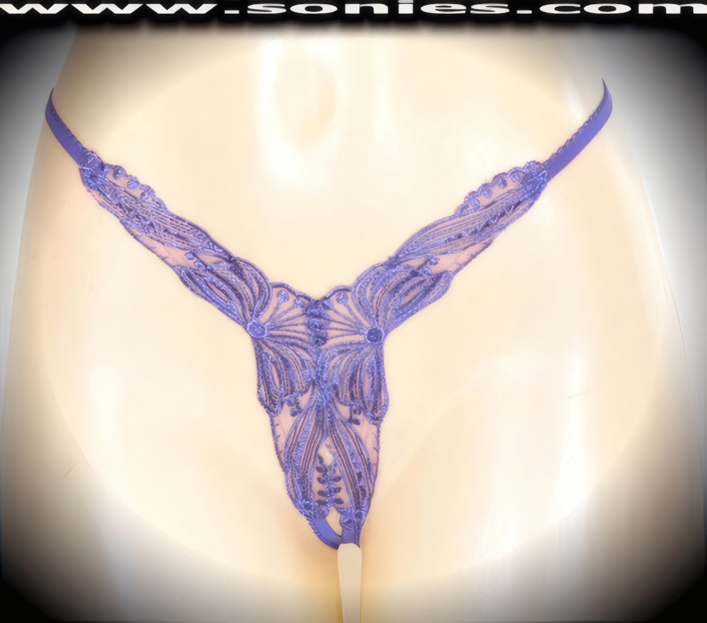 Get hearts racing in this ultra-sexy adult entertainer's low-rise Shishapangma wickedly sheer fine mesh with exquisitely embroidered eye-captivating motif front detailing dance wear crotchless panty. This panty is made even more enticing by means of an eye-captivating V-shape front design, suggestive convenience open crotch for easy access, and dual elasticized G-String back straps to insure a great fit (10% Lycra, 90% Nylon. Wash delicate and hang dry). It pairs beautifully with any number of risqu� tops. May be worn with stiletto heel shoes or boots to create a phenomenal look. This style is perfect for stage, bedroom performance, life style events, pride week, monthly play parties, fetish events, adult alternative lifestyle gatherings, bachelor parties and gentleman's clubs.   Style: YQ230E