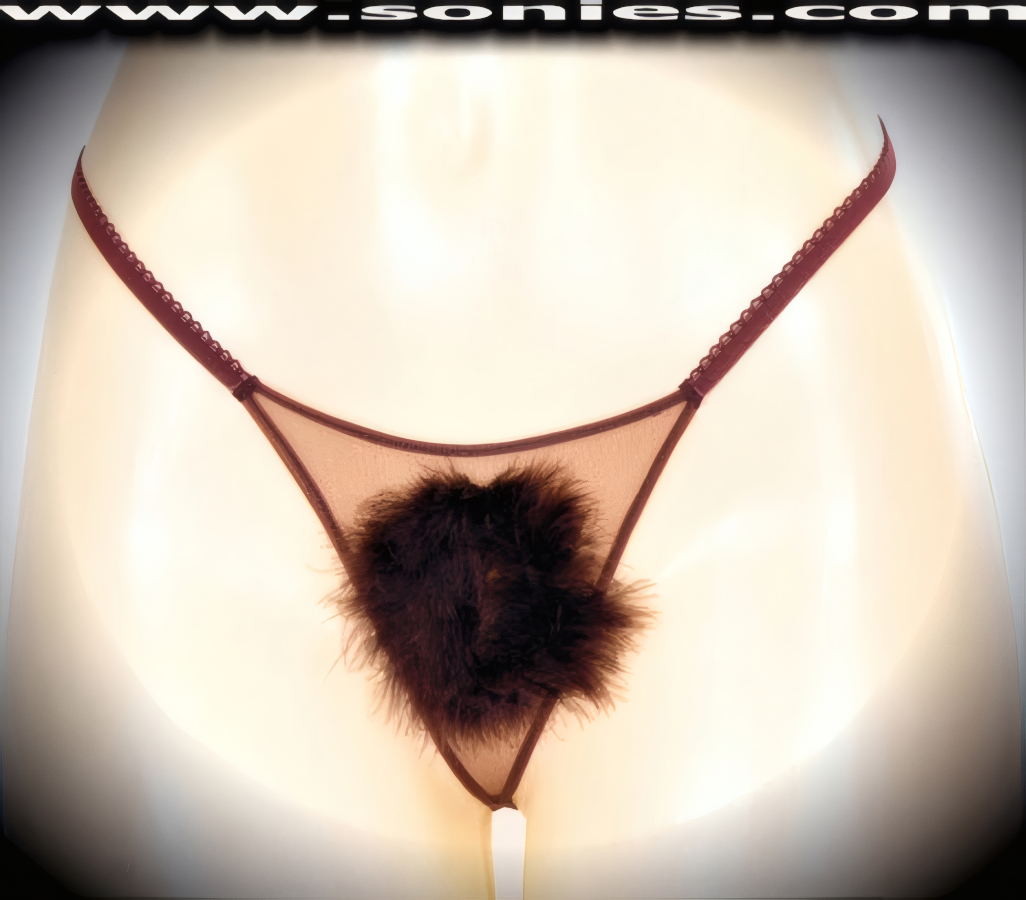 Show that you are truly fresh and flirtatious in this ultra-sexy adult entertainer's low-rise Baintha wickedly sheer fine mesh with eye-captivating lush marabou barely concealing front detailing dance wear G-String bottom. Irresistibly enticing panty features a suggestive unlined crotch, plus soft elasticized waistband and back to ensure a great fit (10% Lycra, 90% Nylon. Wash delicate and hang dry). It pairs beautifully with any number of risqu� tops. May be worn with stiletto heel shoes or boots to create a phenomenal look. This style is perfect for stage, bedroom performance, life style events, pride week, monthly play parties, fetish events, adult alternative lifestyle gatherings, bachelor parties and gentleman's clubs.   Style: YQ608A