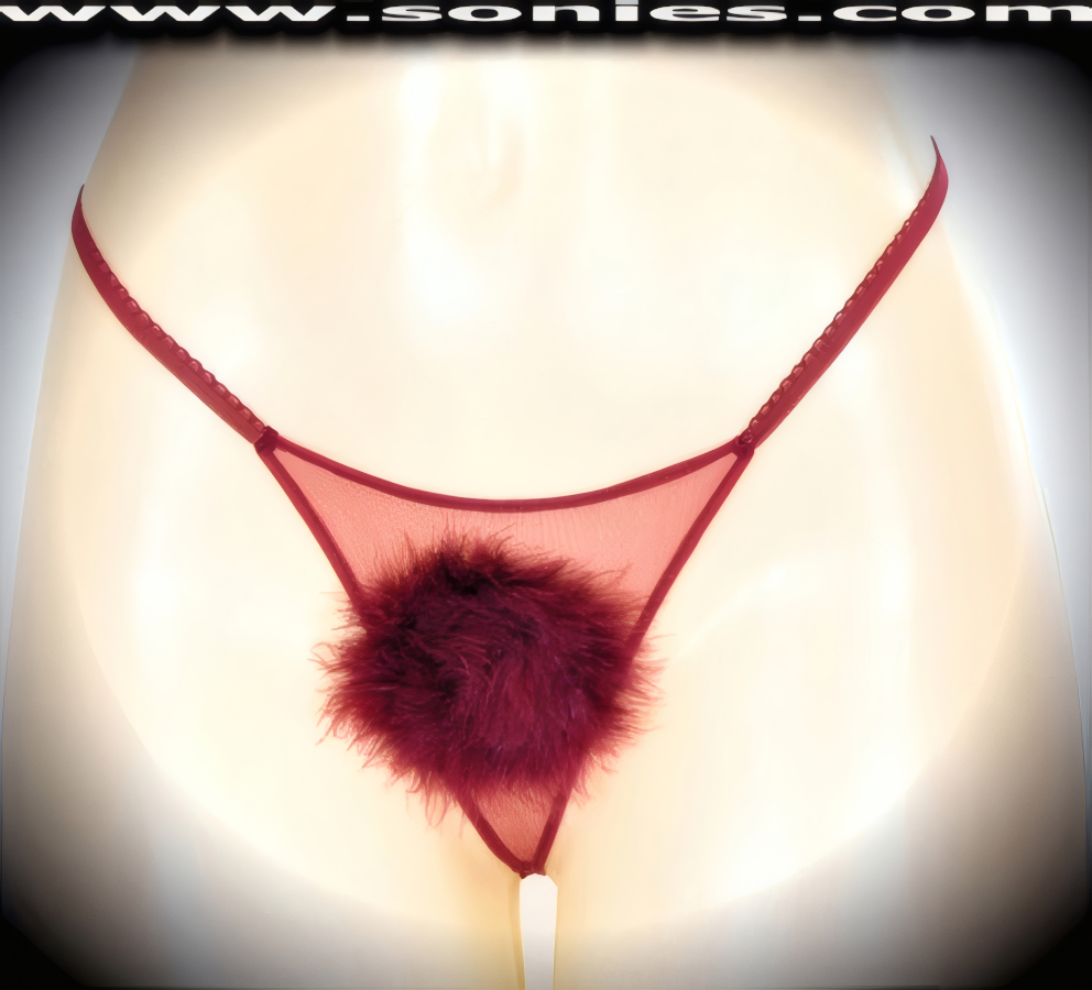 Show that you are truly fresh and flirtatious in this ultra-sexy adult entertainer's low-rise Baintha wickedly sheer fine mesh with eye-captivating lush marabou barely concealing front detailing dance wear G-String bottom. Irresistibly enticing panty features a suggestive unlined crotch, plus soft elasticized waistband and back to ensure a great fit (10% Lycra, 90% Nylon. Wash delicate and hang dry). It pairs beautifully with any number of risqu� tops. May be worn with stiletto heel shoes or boots to create a phenomenal look. This style is perfect for stage, bedroom performance, life style events, pride week, monthly play parties, fetish events, adult alternative lifestyle gatherings, bachelor parties and gentleman's clubs.   Style: YQ608B