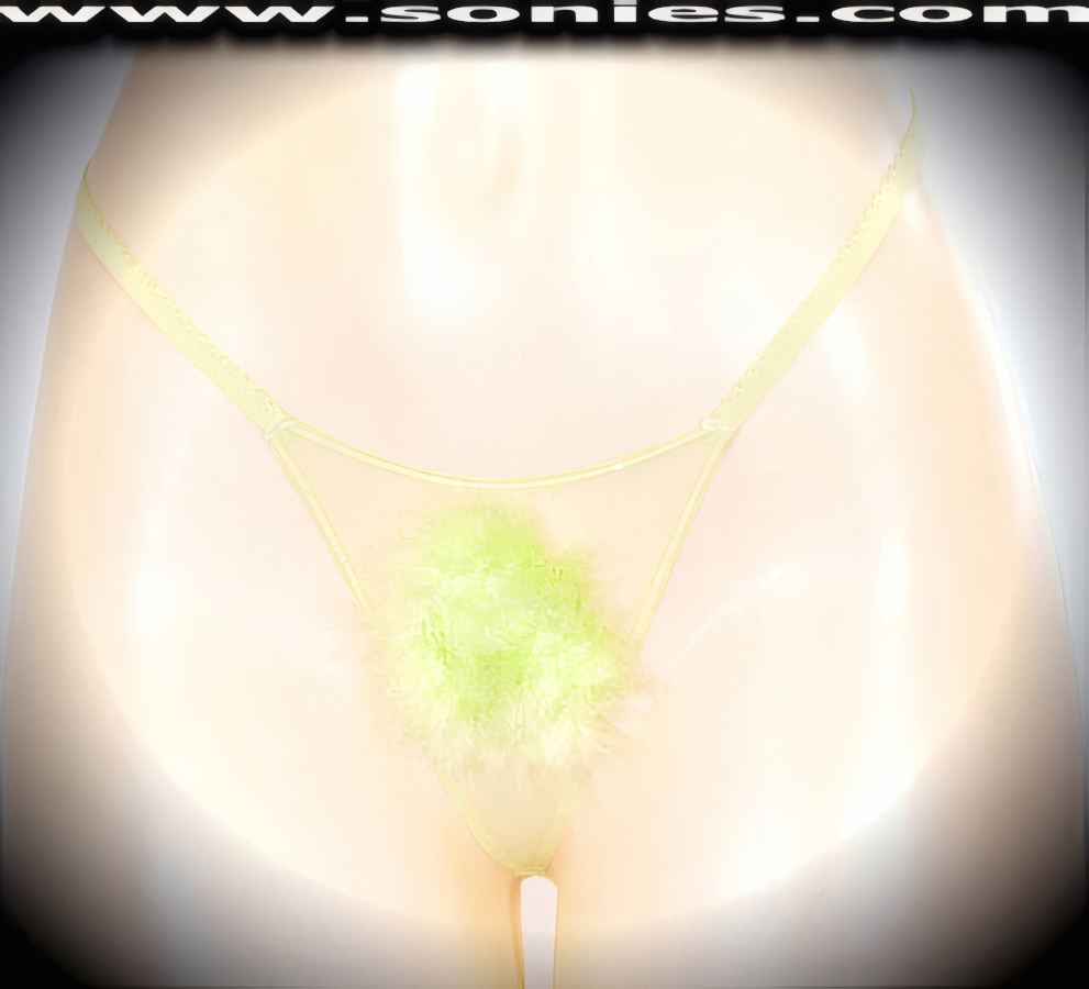 Show that you are truly fresh and flirtatious in this ultra-sexy adult entertainer's low-rise Baintha wickedly sheer fine mesh with eye-captivating lush marabou barely concealing front detailing dance wear G-String bottom. Irresistibly enticing panty features a suggestive unlined crotch, plus soft elasticized waistband and back to ensure a great fit (10% Lycra, 90% Nylon. Wash delicate and hang dry). It pairs beautifully with any number of risqu� tops. May be worn with stiletto heel shoes or boots to create a phenomenal look. This style is perfect for stage, bedroom performance, life style events, pride week, monthly play parties, fetish events, adult alternative lifestyle gatherings, bachelor parties and gentleman's clubs.   Style: YQ608D