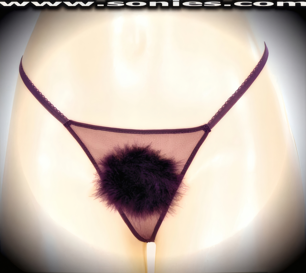 Show that you are truly fresh and flirtatious in this ultra-sexy adult entertainer's low-rise Baintha wickedly sheer fine mesh with eye-captivating lush marabou barely concealing front detailing dance wear G-String bottom. Irresistibly enticing panty features a suggestive unlined crotch, plus soft elasticized waistband and back to ensure a great fit (10% Lycra, 90% Nylon. Wash delicate and hang dry). It pairs beautifully with any number of risqu� tops. May be worn with stiletto heel shoes or boots to create a phenomenal look. This style is perfect for stage, bedroom performance, life style events, pride week, monthly play parties, fetish events, adult alternative lifestyle gatherings, bachelor parties and gentleman's clubs.   Style: YQ608G
