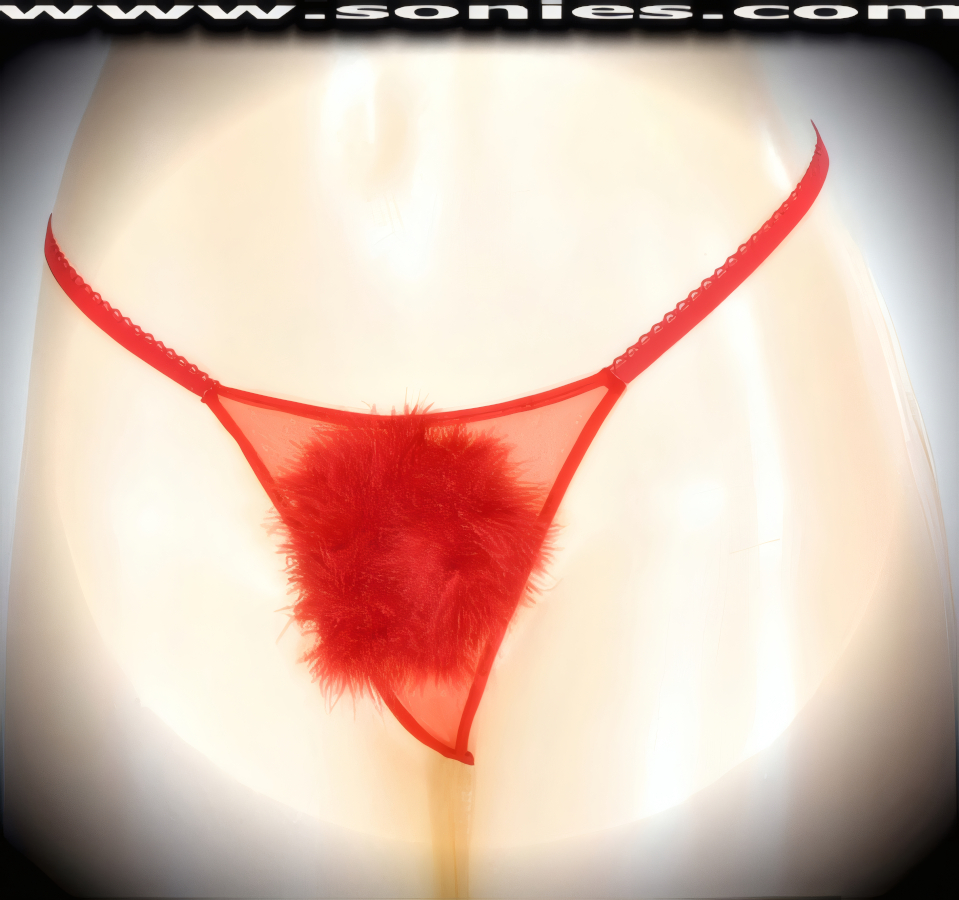 Show that you are truly fresh and flirtatious in this ultra-sexy adult entertainer's low-rise Baintha wickedly sheer fine mesh with eye-captivating lush marabou barely concealing front detailing dance wear G-String bottom. Irresistibly enticing panty features a suggestive unlined crotch, plus soft elasticized waistband and back to ensure a great fit (10% Lycra, 90% Nylon. Wash delicate and hang dry). It pairs beautifully with any number of risqu� tops. May be worn with stiletto heel shoes or boots to create a phenomenal look. This style is perfect for stage, bedroom performance, life style events, pride week, monthly play parties, fetish events, adult alternative lifestyle gatherings, bachelor parties and gentleman's clubs.   Style: YQ608H