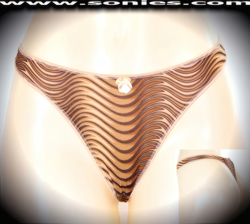 Get your sexy frills on in this sassy adult entertainer's low-rise Brak silky soft stretch tiger print dance wear thong bottom. Irresistibly enticing panty features a cotton lined crotch, soft elasticized edging to insure a comfortable fit, plus front satin bow accent detail finish (10% Lycra, 90% Nylon. Wash delicate and hang dry). It pairs beautifully with any number of risqu� tops. May be worn with stiletto heel shoes or boots to create a phenomenal look. This style is perfect for stage, bedroom performance, life style events, pride week, monthly play parties, fetish events, adult alternative lifestyle gatherings, bachelor parties and gentleman's clubs.   Style: YQ610