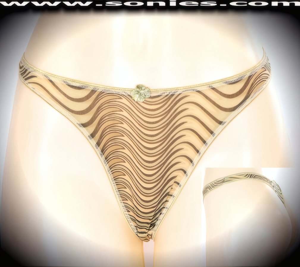 Get your sexy frills on in this sassy adult entertainer's low-rise Brak silky soft stretch tiger print dance wear thong bottom. Irresistibly enticing panty features a cotton lined crotch, soft elasticized edging to insure a comfortable fit, plus front satin bow accent detail finish (10% Lycra, 90% Nylon. Wash delicate and hang dry). It pairs beautifully with any number of risqu� tops. May be worn with stiletto heel shoes or boots to create a phenomenal look. This style is perfect for stage, bedroom performance, life style events, pride week, monthly play parties, fetish events, adult alternative lifestyle gatherings, bachelor parties and gentleman's clubs.   Style: YQ610A