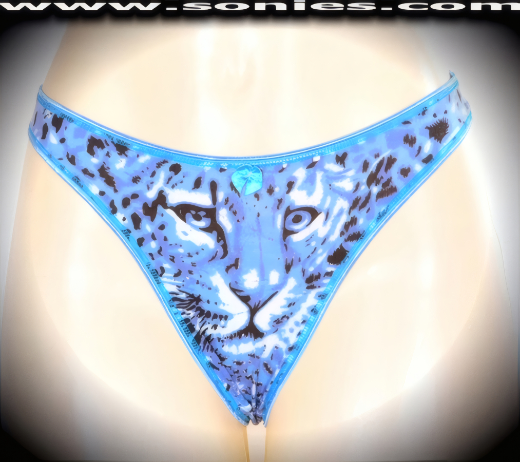 Nowhere for your audience to hide when you step-out in this sexy adult entertainer's low-rise Distaghil soft stretch leopard print dance wear thong bottom. Irresistibly enticing panty features a cotton lined crotch, soft elasticized edging to insure a comfortable fit, plus front satin bow appliqu� accent detail finish (10% Lycra, 90% Nylon. Wash delicate and hang dry). It pairs beautifully with any number of risqu� tops. May be worn with stiletto heel shoes or boots to create a phenomenal look. This style is perfect for stage, bedroom performance, life style events, pride week, monthly play parties, fetish events, adult alternative lifestyle gatherings, bachelor parties and gentleman's clubs.   Style: YQ617C