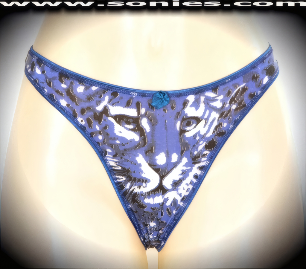 Nowhere for your audience to hide when you step-out in this sexy adult entertainer's low-rise Distaghil soft stretch leopard print dance wear thong bottom. Irresistibly enticing panty features a cotton lined crotch, soft elasticized edging to insure a comfortable fit, plus front satin bow appliqu� accent detail finish (10% Lycra, 90% Nylon. Wash delicate and hang dry). It pairs beautifully with any number of risqu� tops. May be worn with stiletto heel shoes or boots to create a phenomenal look. This style is perfect for stage, bedroom performance, life style events, pride week, monthly play parties, fetish events, adult alternative lifestyle gatherings, bachelor parties and gentleman's clubs.   Style: YQ617F