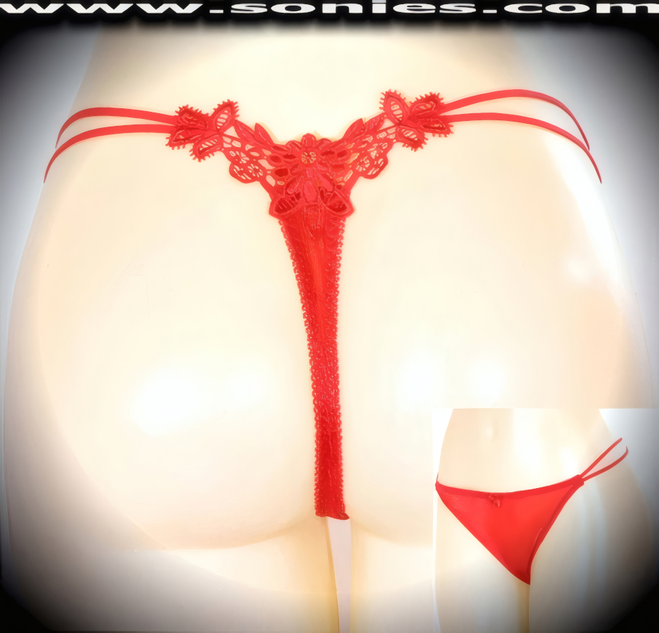 Be all decked out and very scrumptious in this daring adult entertainer's low-rise Kanjut semi-transparent stretch Lycra with sophisticatedly embroidered floral sheer top back dance wear thong bottom. Irresistibly enticing panty features dual elasticized strappy cutout waistband sides to create an impressive look, cotton lined crotch, soft elasticized edging to insure a comfortable fit, plus front satin bow appliqu� accent detail finish. The low-rise design makes the torso look longer for an incredibly seductive silhouette (10% Lycra, 90% Nylon. Wash delicate and hang dry). It pairs beautifully with any number of risqu� tops. May be worn with stiletto heel shoes or boots to create a phenomenal look. This style is perfect for stage, bedroom performance, life style events, pride week, monthly play parties, fetish events, adult alternative lifestyle gatherings, bachelor parties and gentleman's clubs.   Style: YQ649A