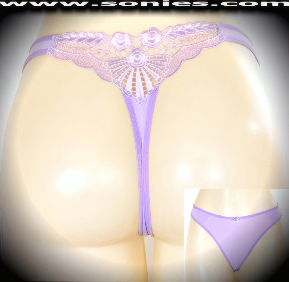 Show off your sex appeal and your creative style in this avant-garde adult entertainer's low-rise Zakros stretch Lycra with sophisticatedly embroidered floral sheer top back dance wear thong bottom. Irresistibly enticing panty features soft elasticized edging to insure a comfortable fit, cotton lined crotch, plus front satin bow appliqu� accent detail finish. The low-rise design makes the torso look longer for an incredibly seductive silhouette (10% Lycra, 90% Nylon. Wash delicate and hang dry). It pairs beautifully with any number of risqu� tops. May be worn with stiletto heel shoes or boots to create a phenomenal look. This style is perfect for stage, bedroom performance, life style events, pride week, monthly play parties, fetish events, adult alternative lifestyle gatherings, bachelor parties and gentleman's clubs.   Style: YQ653B
