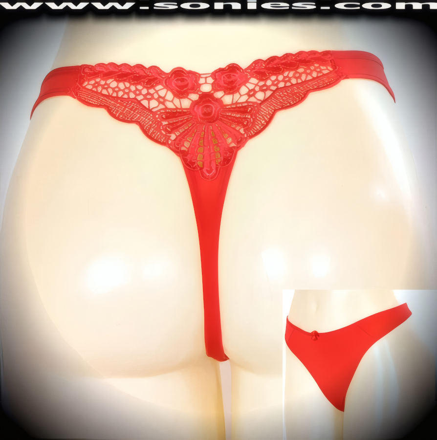 Show off your sex appeal and your creative style in this avant-garde adult entertainer's low-rise Zakros stretch Lycra with sophisticatedly embroidered floral sheer top back dance wear thong bottom. Irresistibly enticing panty features soft elasticized edging to insure a comfortable fit, cotton lined crotch, plus front satin bow appliqu� accent detail finish. The low-rise design makes the torso look longer for an incredibly seductive silhouette (10% Lycra, 90% Nylon. Wash delicate and hang dry). It pairs beautifully with any number of risqu� tops. May be worn with stiletto heel shoes or boots to create a phenomenal look. This style is perfect for stage, bedroom performance, life style events, pride week, monthly play parties, fetish events, adult alternative lifestyle gatherings, bachelor parties and gentleman's clubs.   Style: YQ653C
