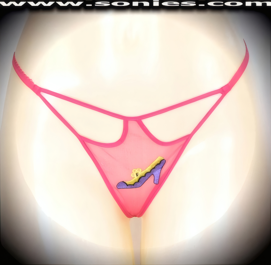 Classic leading lady style with an uptown twist is this Lupita wispy sheer mesh front cutout panty with intricately embroidered elegant heel shoe detailing, plus has a V-shape G-String back finally that flatters your body marvelously. Crafted with a soft elasticized waistband and back to ensure a great fit (10% Lycra, 90% Nylon, exclusive of trim. Hand wash cold and line dry. Do not bleach). It pairs beautifully with any number of risqu� tops. May be worn with stiletto heel shoes or boots to create a phenomenal look. This style is perfect for stage, bedroom performance, life style events, pride week, monthly play parties, fetish events, adult alternative lifestyle gatherings, bachelor parties and gentleman's clubs.   Style: YQ708C