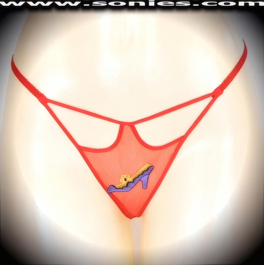 Classic leading lady style with an uptown twist is this Lupita wispy sheer mesh front cutout panty with intricately embroidered elegant heel shoe detailing, plus has a V-shape G-String back finally that flatters your body marvelously. Crafted with a soft elasticized waistband and back to ensure a great fit (10% Lycra, 90% Nylon, exclusive of trim. Hand wash cold and line dry. Do not bleach). It pairs beautifully with any number of risqu� tops. May be worn with stiletto heel shoes or boots to create a phenomenal look. This style is perfect for stage, bedroom performance, life style events, pride week, monthly play parties, fetish events, adult alternative lifestyle gatherings, bachelor parties and gentleman's clubs.   Style: YQ708E