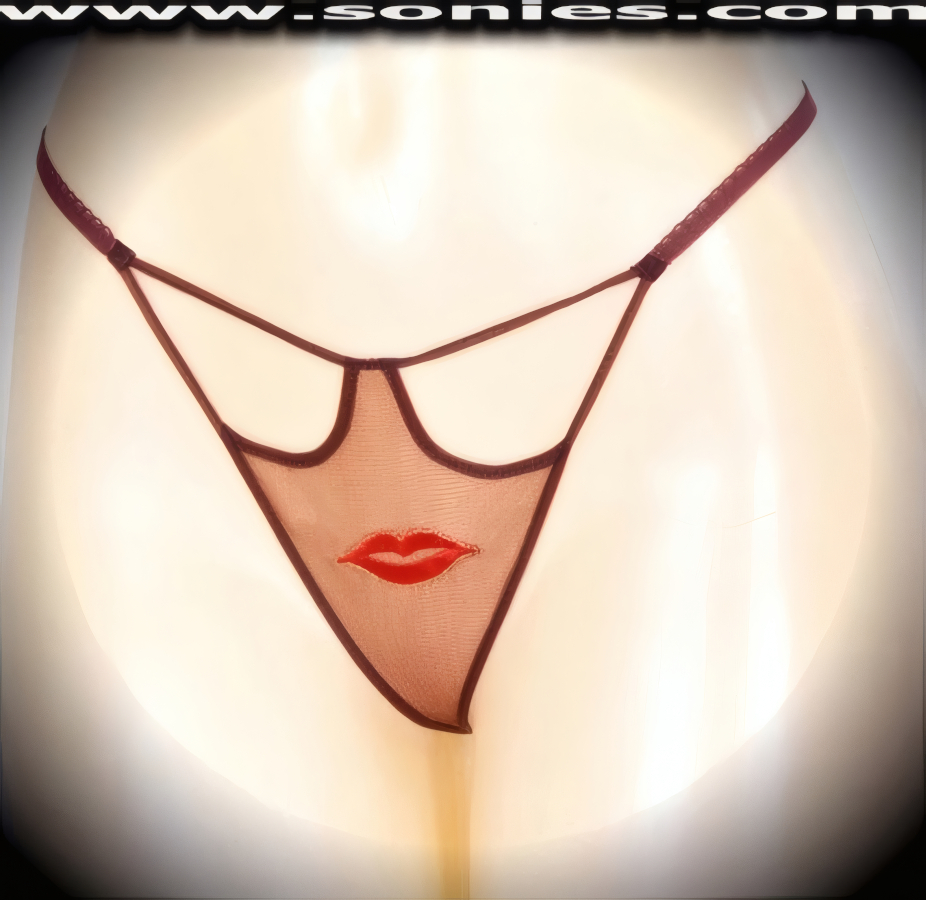 Nothing to conceal as you bares all your best assets in this Lurdes teasingly sheer mesh front cutout panty with intricately embroidered juicy lips detailing, plus has a V-shape G-String back finally that flatters your body marvelously. Crafted with a soft elasticized waistband and back to ensure a great fit (10% Lycra, 90% Nylon, exclusive of trim. Hand wash cold and line dry. Do not bleach). It pairs beautifully with any number of risqu� tops. May be worn with stiletto heel shoes or boots to create a phenomenal look. This style is perfect for stage, bedroom performance, life style events, pride week, monthly play parties, fetish events, adult alternative lifestyle gatherings, bachelor parties and gentleman's clubs.   Style: YQ709B