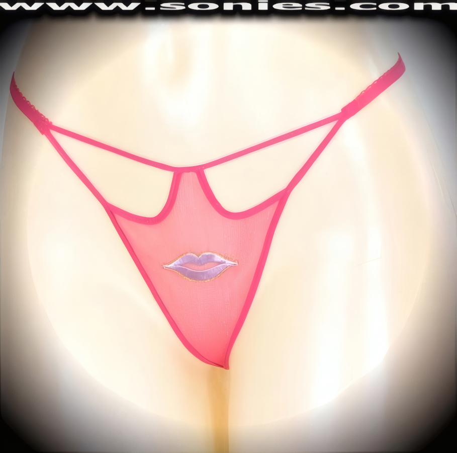 Nothing to conceal as you bares all your best assets in this Lurdes teasingly sheer mesh front cutout panty with intricately embroidered juicy lips detailing, plus has a V-shape G-String back finally that flatters your body marvelously. Crafted with a soft elasticized waistband and back to ensure a great fit (10% Lycra, 90% Nylon, exclusive of trim. Hand wash cold and line dry. Do not bleach). It pairs beautifully with any number of risqu� tops. May be worn with stiletto heel shoes or boots to create a phenomenal look. This style is perfect for stage, bedroom performance, life style events, pride week, monthly play parties, fetish events, adult alternative lifestyle gatherings, bachelor parties and gentleman's clubs.   Style: YQ709C