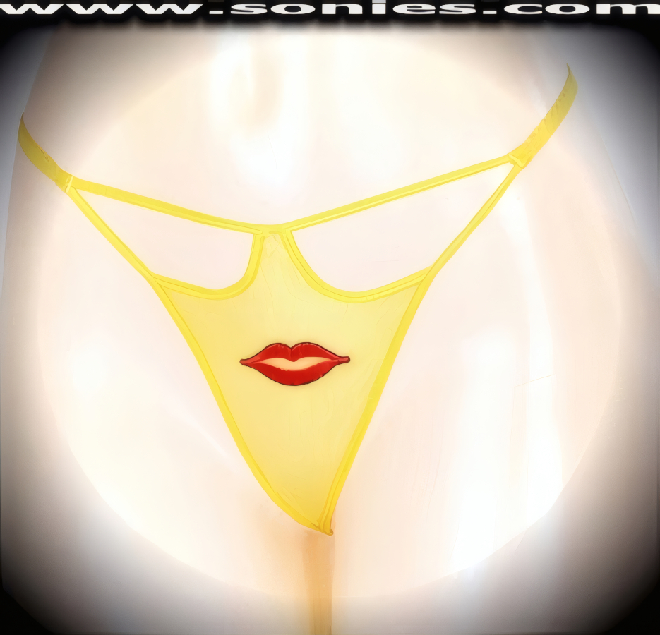 Nothing to conceal as you bares all your best assets in this Lurdes teasingly sheer mesh front cutout panty with intricately embroidered juicy lips detailing, plus has a V-shape G-String back finally that flatters your body marvelously. Crafted with a soft elasticized waistband and back to ensure a great fit (10% Lycra, 90% Nylon, exclusive of trim. Hand wash cold and line dry. Do not bleach). It pairs beautifully with any number of risqu� tops. May be worn with stiletto heel shoes or boots to create a phenomenal look. This style is perfect for stage, bedroom performance, life style events, pride week, monthly play parties, fetish events, adult alternative lifestyle gatherings, bachelor parties and gentleman's clubs.   Style: YQ709E