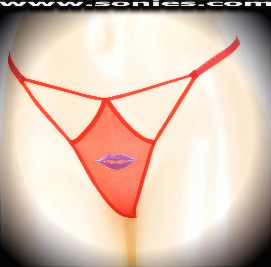 Nothing to conceal as you bares all your best assets in this Lurdes teasingly sheer mesh front cutout panty with intricately embroidered juicy lips detailing, plus has a V-shape G-String back finally that flatters your body marvelously. Crafted with a soft elasticized waistband and back to ensure a great fit (10% Lycra, 90% Nylon, exclusive of trim. Hand wash cold and line dry. Do not bleach). It pairs beautifully with any number of risqu� tops. May be worn with stiletto heel shoes or boots to create a phenomenal look. This style is perfect for stage, bedroom performance, life style events, pride week, monthly play parties, fetish events, adult alternative lifestyle gatherings, bachelor parties and gentleman's clubs.   Style: YQ709H
