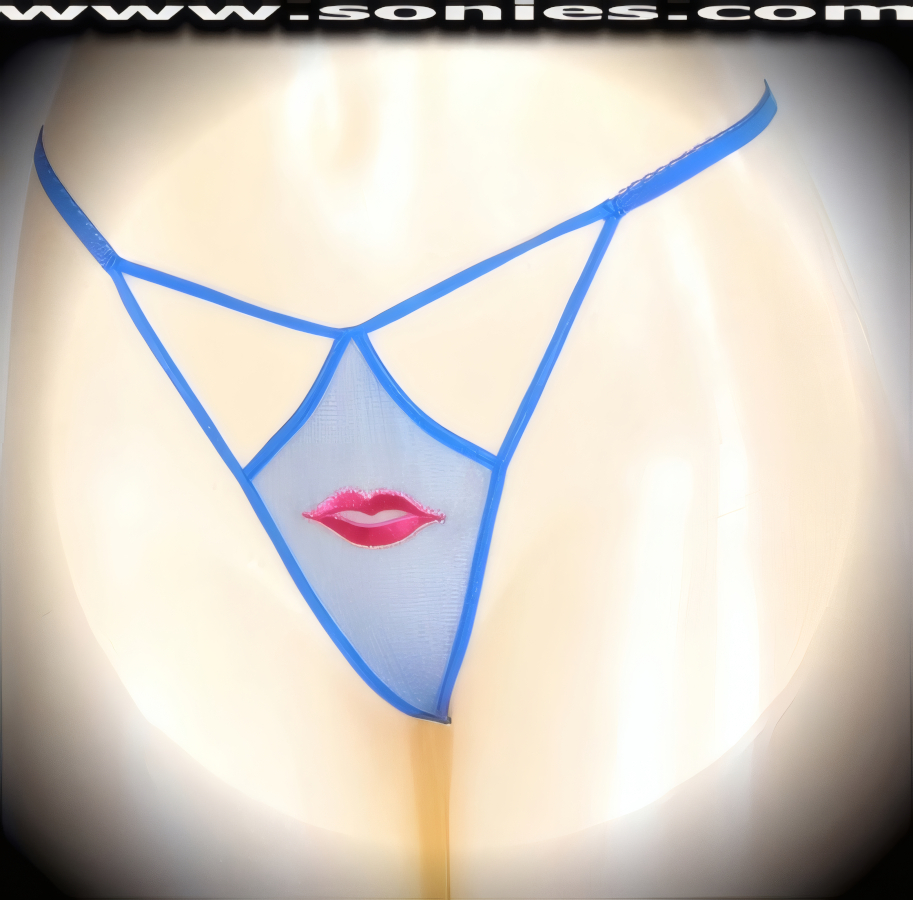 Nothing to conceal as you bares all your best assets in this Lurdes teasingly sheer mesh front cutout panty with intricately embroidered juicy lips detailing, plus has a V-shape G-String back finally that flatters your body marvelously. Crafted with a soft elasticized waistband and back to ensure a great fit (10% Lycra, 90% Nylon, exclusive of trim. Hand wash cold and line dry. Do not bleach). It pairs beautifully with any number of risqu� tops. May be worn with stiletto heel shoes or boots to create a phenomenal look. This style is perfect for stage, bedroom performance, life style events, pride week, monthly play parties, fetish events, adult alternative lifestyle gatherings, bachelor parties and gentleman's clubs.   Style: YQ709I