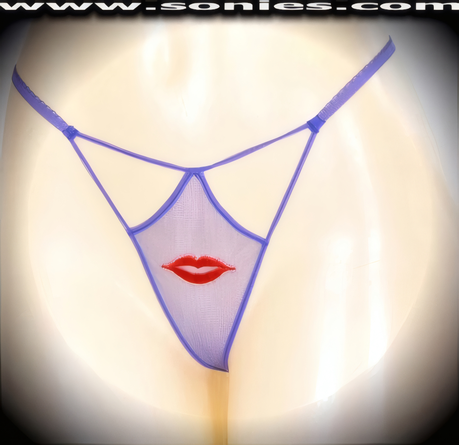 Nothing to conceal as you bares all your best assets in this Lurdes teasingly sheer mesh front cutout panty with intricately embroidered juicy lips detailing, plus has a V-shape G-String back finally that flatters your body marvelously. Crafted with a soft elasticized waistband and back to ensure a great fit (10% Lycra, 90% Nylon, exclusive of trim. Hand wash cold and line dry. Do not bleach). It pairs beautifully with any number of risqu� tops. May be worn with stiletto heel shoes or boots to create a phenomenal look. This style is perfect for stage, bedroom performance, life style events, pride week, monthly play parties, fetish events, adult alternative lifestyle gatherings, bachelor parties and gentleman's clubs.   Style: YQ709J