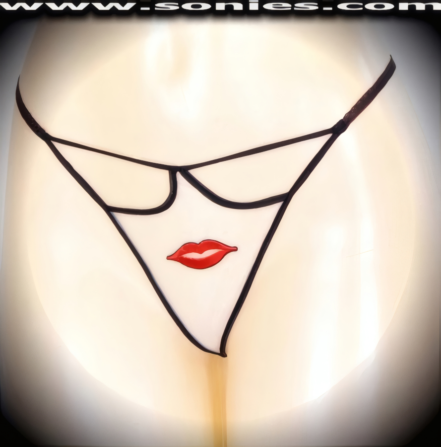 Nothing to conceal as you bares all your best assets in this Lurdes teasingly sheer mesh front cutout panty with intricately embroidered juicy lips detailing, plus has a V-shape G-String back finally that flatters your body marvelously. Crafted with a soft elasticized waistband and back to ensure a great fit (10% Lycra, 90% Nylon, exclusive of trim. Hand wash cold and line dry. Do not bleach). It pairs beautifully with any number of risqu� tops. May be worn with stiletto heel shoes or boots to create a phenomenal look. This style is perfect for stage, bedroom performance, life style events, pride week, monthly play parties, fetish events, adult alternative lifestyle gatherings, bachelor parties and gentleman's clubs.   Style: YQ709L