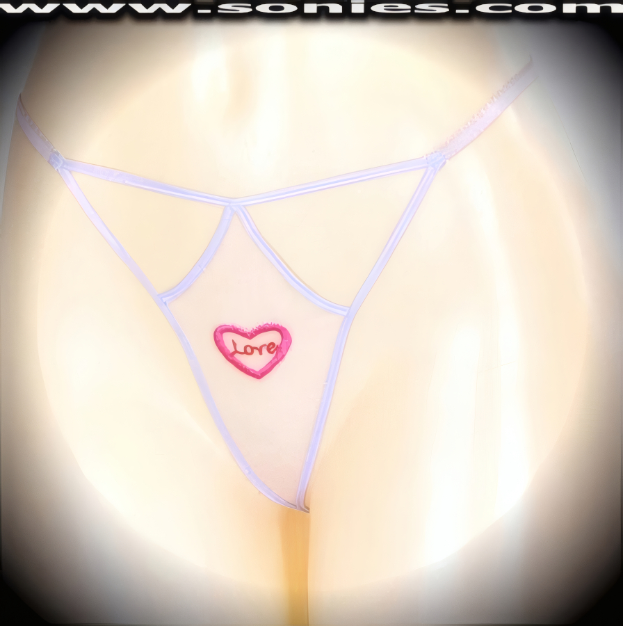 Bare if you dare wearing this Matilde sheer mesh front cutout panty with embroidered Love Heart detailing, plus has a V-shape G-String back finally that flatters your body marvelously. Crafted with a soft elasticized waistband and back to ensure a great fit (10% Lycra, 90% Nylon, exclusive of trim. Hand wash cold and line dry. Do not bleach). It pairs beautifully with any number of risqu� tops. May be worn with stiletto heel shoes or boots to create a phenomenal look. This style is perfect for stage, bedroom performance, life style events, pride week, monthly play parties, fetish events, adult alternative lifestyle gatherings, bachelor parties and gentleman's clubs.   Style: YQ800B