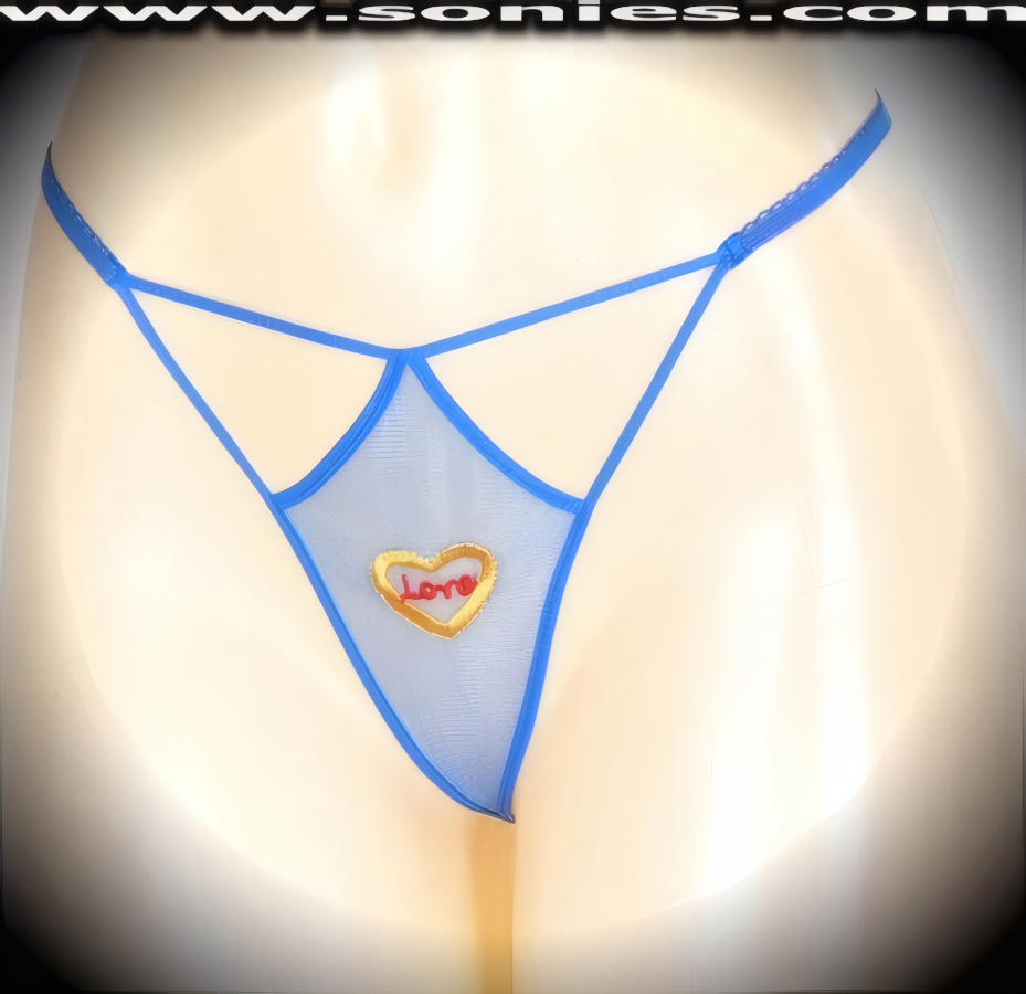 Bare if you dare wearing this Matilde sheer mesh front cutout panty with embroidered Love Heart detailing, plus has a V-shape G-String back finally that flatters your body marvelously. Crafted with a soft elasticized waistband and back to ensure a great fit (10% Lycra, 90% Nylon, exclusive of trim. Hand wash cold and line dry. Do not bleach). It pairs beautifully with any number of risqu� tops. May be worn with stiletto heel shoes or boots to create a phenomenal look. This style is perfect for stage, bedroom performance, life style events, pride week, monthly play parties, fetish events, adult alternative lifestyle gatherings, bachelor parties and gentleman's clubs.   Style: YQ800E