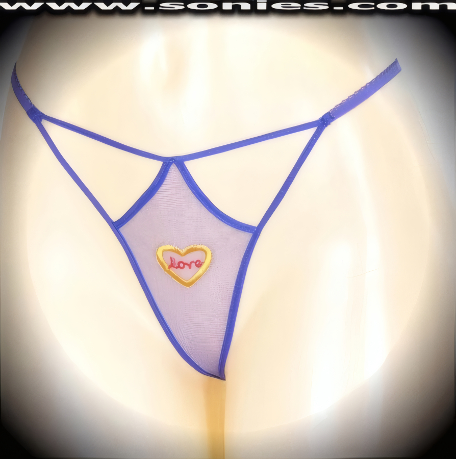 Bare if you dare wearing this Matilde sheer mesh front cutout panty with embroidered Love Heart detailing, plus has a V-shape G-String back finally that flatters your body marvelously. Crafted with a soft elasticized waistband and back to ensure a great fit (10% Lycra, 90% Nylon, exclusive of trim. Hand wash cold and line dry. Do not bleach). It pairs beautifully with any number of risqu� tops. May be worn with stiletto heel shoes or boots to create a phenomenal look. This style is perfect for stage, bedroom performance, life style events, pride week, monthly play parties, fetish events, adult alternative lifestyle gatherings, bachelor parties and gentleman's clubs.   Style: YQ800G