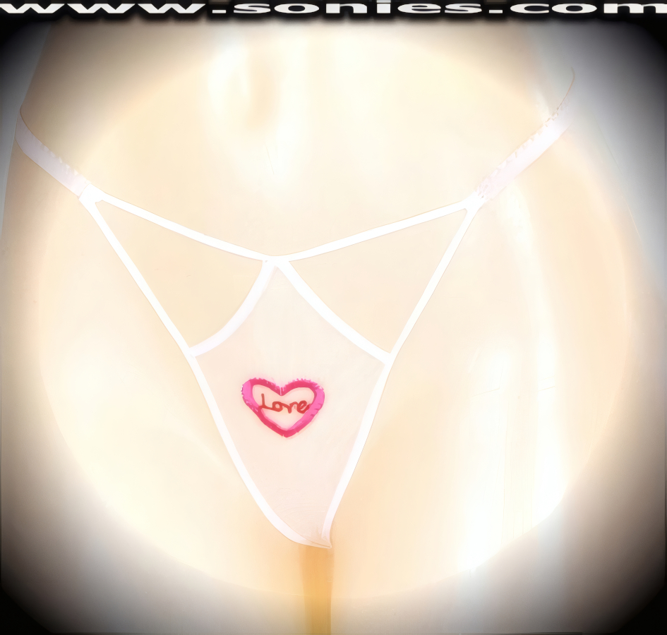 Bare if you dare wearing this Matilde sheer mesh front cutout panty with embroidered Love Heart detailing, plus has a V-shape G-String back finally that flatters your body marvelously. Crafted with a soft elasticized waistband and back to ensure a great fit (10% Lycra, 90% Nylon, exclusive of trim. Hand wash cold and line dry. Do not bleach). It pairs beautifully with any number of risqu� tops. May be worn with stiletto heel shoes or boots to create a phenomenal look. This style is perfect for stage, bedroom performance, life style events, pride week, monthly play parties, fetish events, adult alternative lifestyle gatherings, bachelor parties and gentleman's clubs.   Style: YQ800H
