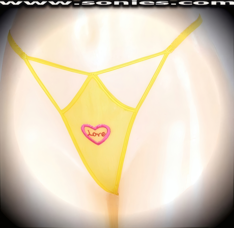 Bare if you dare wearing this Matilde sheer mesh front cutout panty with embroidered Love Heart detailing, plus has a V-shape G-String back finally that flatters your body marvelously. Crafted with a soft elasticized waistband and back to ensure a great fit (10% Lycra, 90% Nylon, exclusive of trim. Hand wash cold and line dry. Do not bleach). It pairs beautifully with any number of risqu� tops. May be worn with stiletto heel shoes or boots to create a phenomenal look. This style is perfect for stage, bedroom performance, life style events, pride week, monthly play parties, fetish events, adult alternative lifestyle gatherings, bachelor parties and gentleman's clubs.   Style: YQ800I