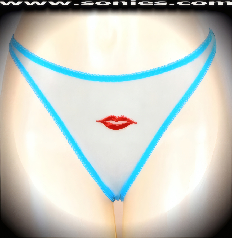Seduction means revealing, so dare to bare wearing this brilliantly crafted adult entertainer's Paloma sheer mesh low-rise dance wear thong bottom with embroidered lips frontage. Irresistibly enticing panty features a cotton lined crotch and soft mesh thong back detail finish (10% Lycra, 90% Nylon, exclusive of trim. Hand wash cold and line dry. Do not bleach). It pairs beautifully with any number of risqu� tops. May be worn with stiletto heel shoes or boots to create a phenomenal look. This style is perfect for stage, bedroom performance, life style events, pride week, monthly play parties, fetish events, adult alternative lifestyle gatherings, bachelor parties and gentleman's clubs.   Style: YQ906