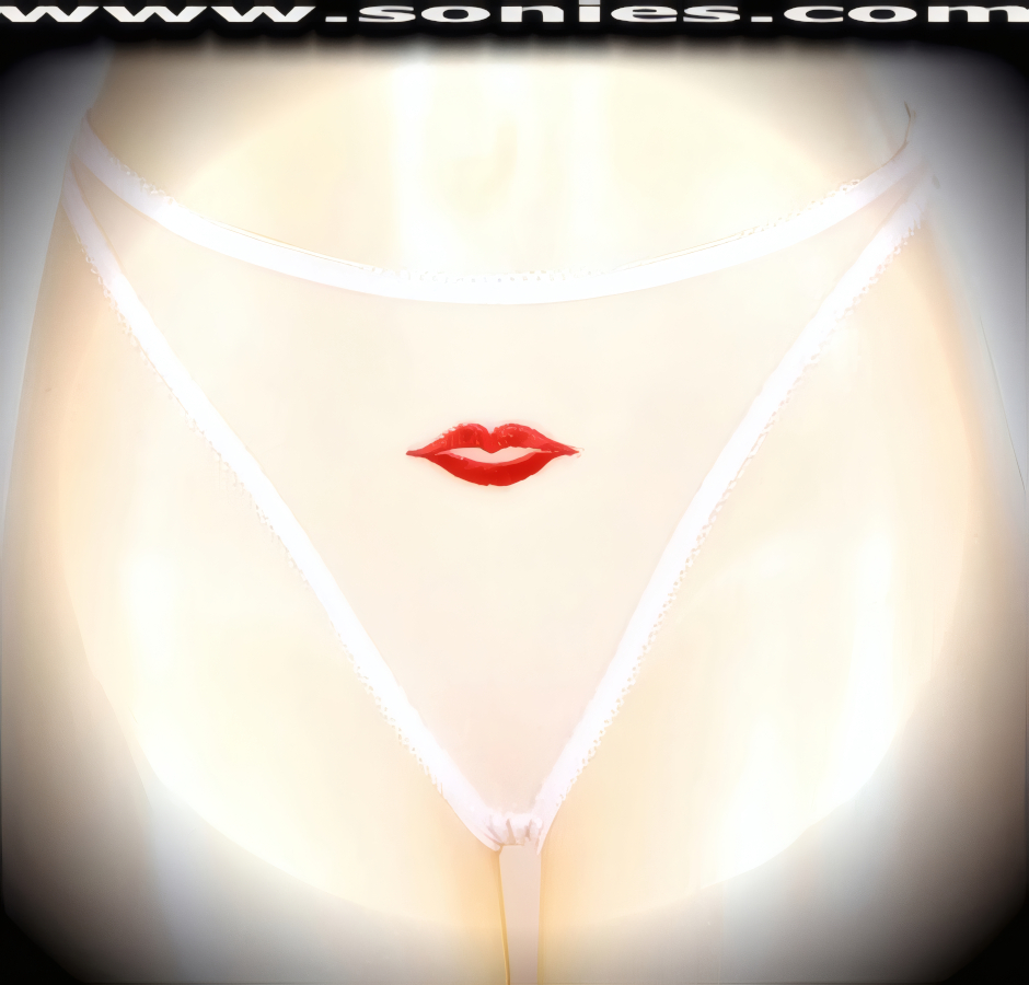 Seduction means revealing, so dare to bare wearing this brilliantly crafted adult entertainer's Paloma sheer mesh low-rise dance wear thong bottom with embroidered lips frontage. Irresistibly enticing panty features a cotton lined crotch and soft mesh thong back detail finish (10% Lycra, 90% Nylon, exclusive of trim. Hand wash cold and line dry. Do not bleach). It pairs beautifully with any number of risqu� tops. May be worn with stiletto heel shoes or boots to create a phenomenal look. This style is perfect for stage, bedroom performance, life style events, pride week, monthly play parties, fetish events, adult alternative lifestyle gatherings, bachelor parties and gentleman's clubs.   Style: YQ906I